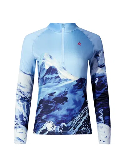 Perfect Moment Quarter Zip Base Layer Top In Ski Lift Blue