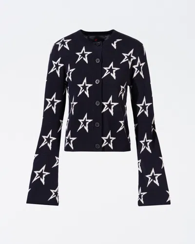 Perfect Moment Women's Chalet Cardigan, Ski Knitwear, Dark Charcoal Blue, M In Navy