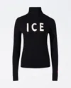 Perfect Moment Ice Merino Wool Turtleneck Sweater In Black
