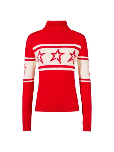 Perfect Moment Women's Intarsia Knit Chopper Sweater In Red