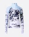 Perfect Moment Women's Jacquard 1/4 Zip Top, Ski Base Layers, Landscape, M In Green