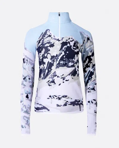 Perfect Moment Women's Jacquard 1/4 Zip Top, Ski Base Layers, Landscape, M In Green