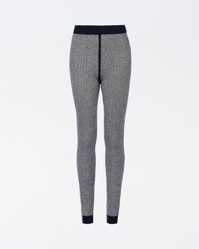 Perfect Moment Jazzy Ribbed Striped Wool And Cashmere-blend Leggings In Navy
