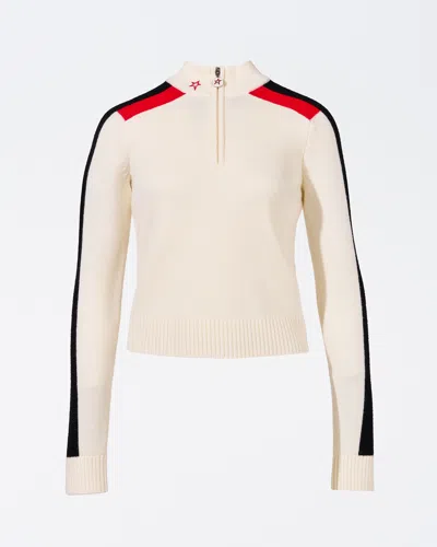 Perfect Moment Women's La Tour Merino Wool Half-zip, Ski Knitwear, Snow White, Xl In Snow-white
