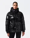 Perfect Moment Cortina Hooded Belted Quilted Down Ski Jacket In Black