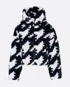 Perfect Moment Houndstooth Noelle Faux Fur Jacket M In Houndstooth-black-snow-white