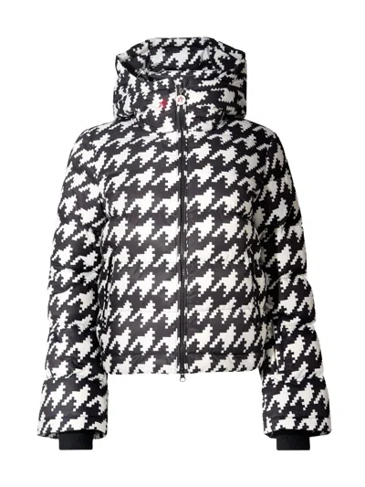 Perfect Moment Women's Polar Flare Houndstooth Down Ski Jacket In Black