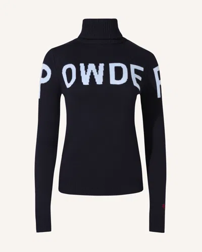 Perfect Moment Women's Powder Merino Wool Sweater, Ski Knitwear, Dark Charcoal Blue, L