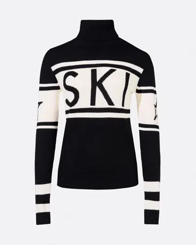 PERFECT MOMENT WOMEN'S SCHILD MERINO WOOL SWEATER, SKI KNITWEAR, BLACK, L