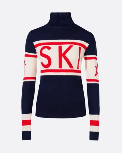 Perfect Moment Women's Schild Merino Wool Sweater, Ski Knitwear, Navy, Xl In Blue