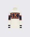 Perfect Moment Schild Merino Wool Sweater Xl In Orange-navy