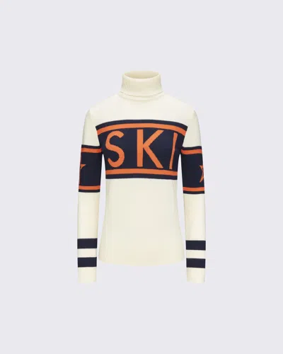 Perfect Moment Schild Merino Wool Sweater Xl In Orange-navy