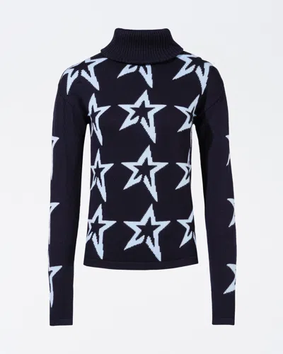 PERFECT MOMENT WOMEN'S STAR DUST MERINO WOOL SWEATER, SKI KNITWEAR, DARK CHARCOAL BLUE, XL