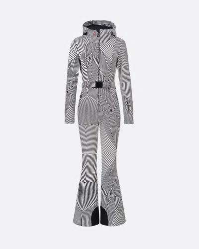 Perfect Moment Women's Warped Star Tignes Ski Suit, Ski One Piece, B&w Warped Star, Xs In Warped-star-print