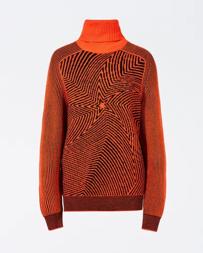 PERFECT MOMENT WOMEN'S STAR MERINO WOOL TURTLENECK SWEATER, SKI KNITWEAR, ORANGE, S