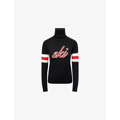 PERFECT MOMENT WOMENS BLACK NEVE TURTLENECK MERINO-WOOL SKI JUMPER