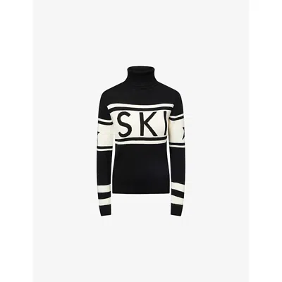 PERFECT MOMENT WOMENS BLACK SCHILD ROLL-NECK MERINO-WOOL JUMPER XS