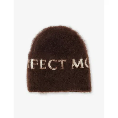 Perfect Moment Womens Brown 3d Brand-print Stretch-wool Blend Beanie