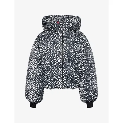 Perfect Moment Womens Bubble Down Puffer Jacket Snow Leopard In Multi