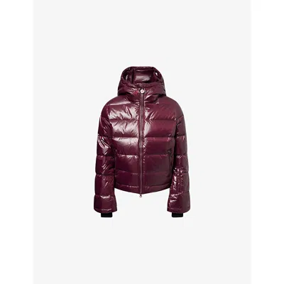 PERFECT MOMENT WOMENS BURGUNDY POLAR FLARE SHELL-DOWN SKI JACKET XS