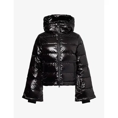 Perfect Moment Womens High Shine Polar Flare Down Jacket Black