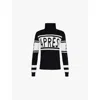 Perfect Moment Women's Apres Merino Wool Sweater, Ski Knitwear, Black & White, Xl In Blk/antique Wht/toffee