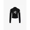 Perfect Moment Womens Black Cable Star-pattern Merino-wool Jumper In Black