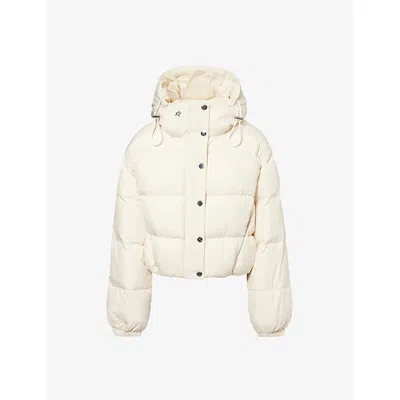 Perfect Moment Womens Cream Cropped Puffer Down Jacket In White