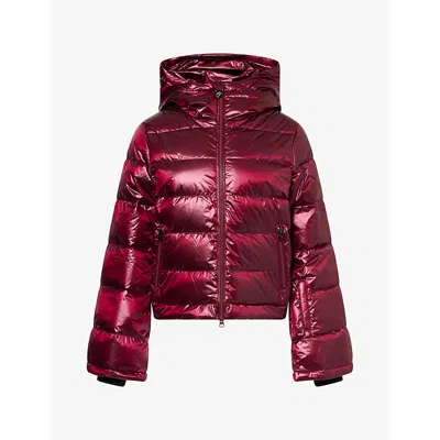 Perfect Moment Womens  High Shine Polar Flare Down Jacket In Wine