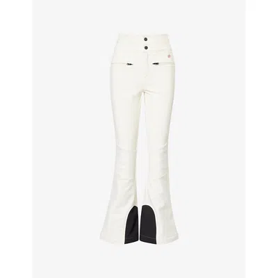 PERFECT MOMENT WOMENS SNOW WHITE AURORA HIGH-RISE FLARED SOFTSHELL SKI TROUSERS XS