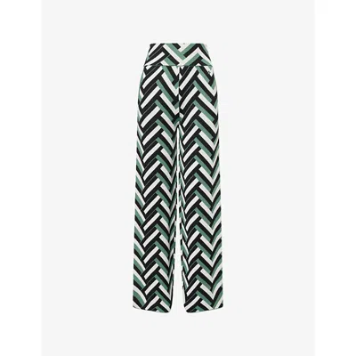 PERFECT MOMENT WOMENS WAFFLE PRINT - GREEN CHALET WIDE-LEG KNITTED MERINO-WOOL TROUSERS