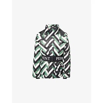 Perfect Moment Womens Cortina Shell-down Ski Parka Jacket Waffle Print - Green In Multi