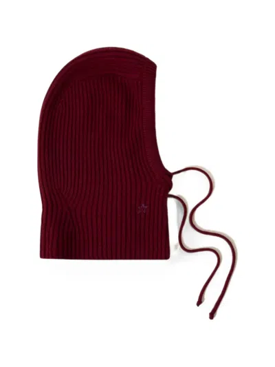 Perfect Moment Wool & Cashmere Cable-knit Hood Balaclava In Red