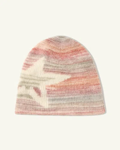 Perfect Moment Wool Blend Pastel Striped Beanie Onesize In Blush
