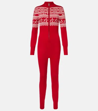 Perfect Moment Wool Intarsia Jumpsuit In Red