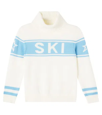 Perfect Moment Kids' Wool Turtleneck Sweater In Multi