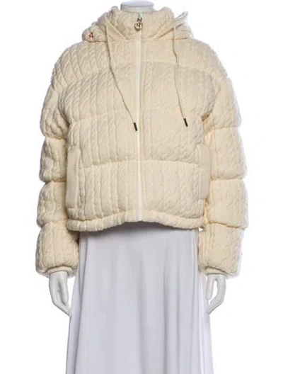 Pre-owned Perfect Moment Wool Tweed Pattern Down Jacket In Neutral