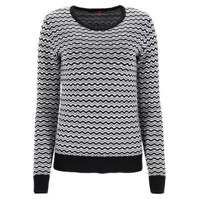 Perfect Moment Zig Zag Sweater In Black And White Merino Wool