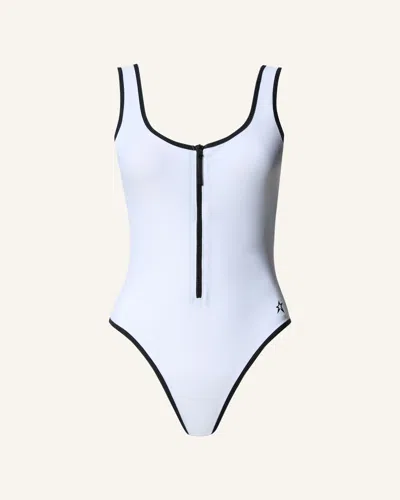 Perfect Moment Zip Front Swimsuit M In White