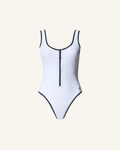 Perfect Moment Zip Front Swimsuit Xl In White