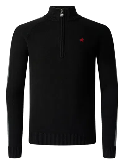 Perfect Moment Zip-striped Knitwear In Black