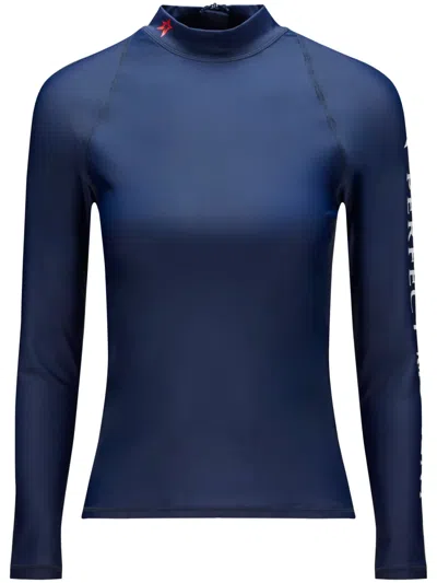 Perfect Moment Zip-up Rash Guard In Blau