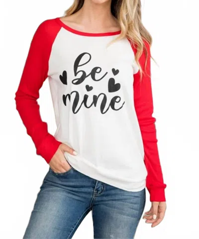 Perfect Peach Be Mine Long Sleeve Tee In Red