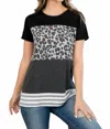 Perfect Peach Leopard Stripe Short Sleeved In Black In Black