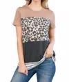 Perfect Peach Leopard Stripe Short Sleeved In Brown In Brown