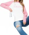 Perfect Peach Loved Long Sleeve In White In Multi