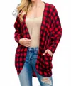 Perfect Peach Plaid Front Pocket Cardigan In Multicolor In Multi