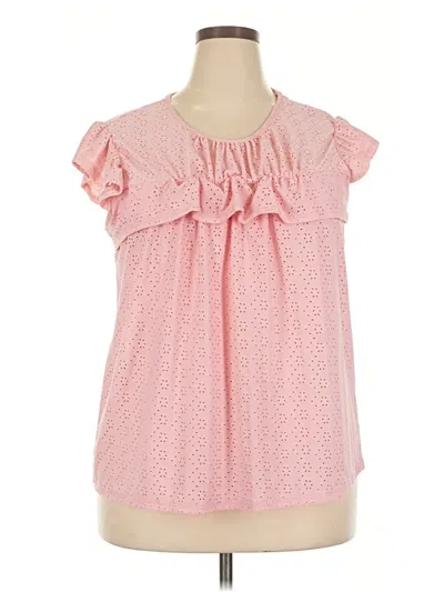 Pre-owned Perfect Peach Short Sleeve Blouse In Pink