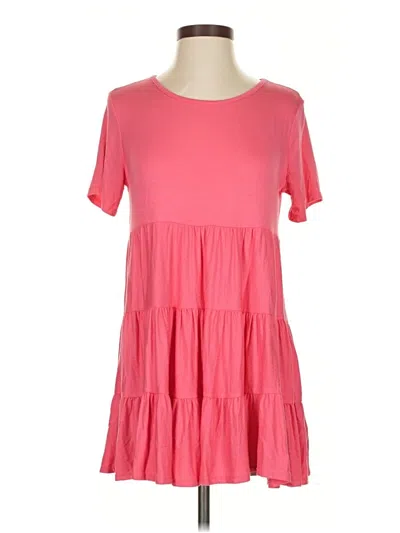Pre-owned Perfect Peach Short Sleeve Top Pink Ruffles Neckline Tops