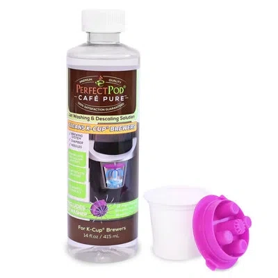 Perfect Pod Café Pure Descaling Solution With Jet Washer Cleaning Kit For Keurig Coffee Makers In Clear